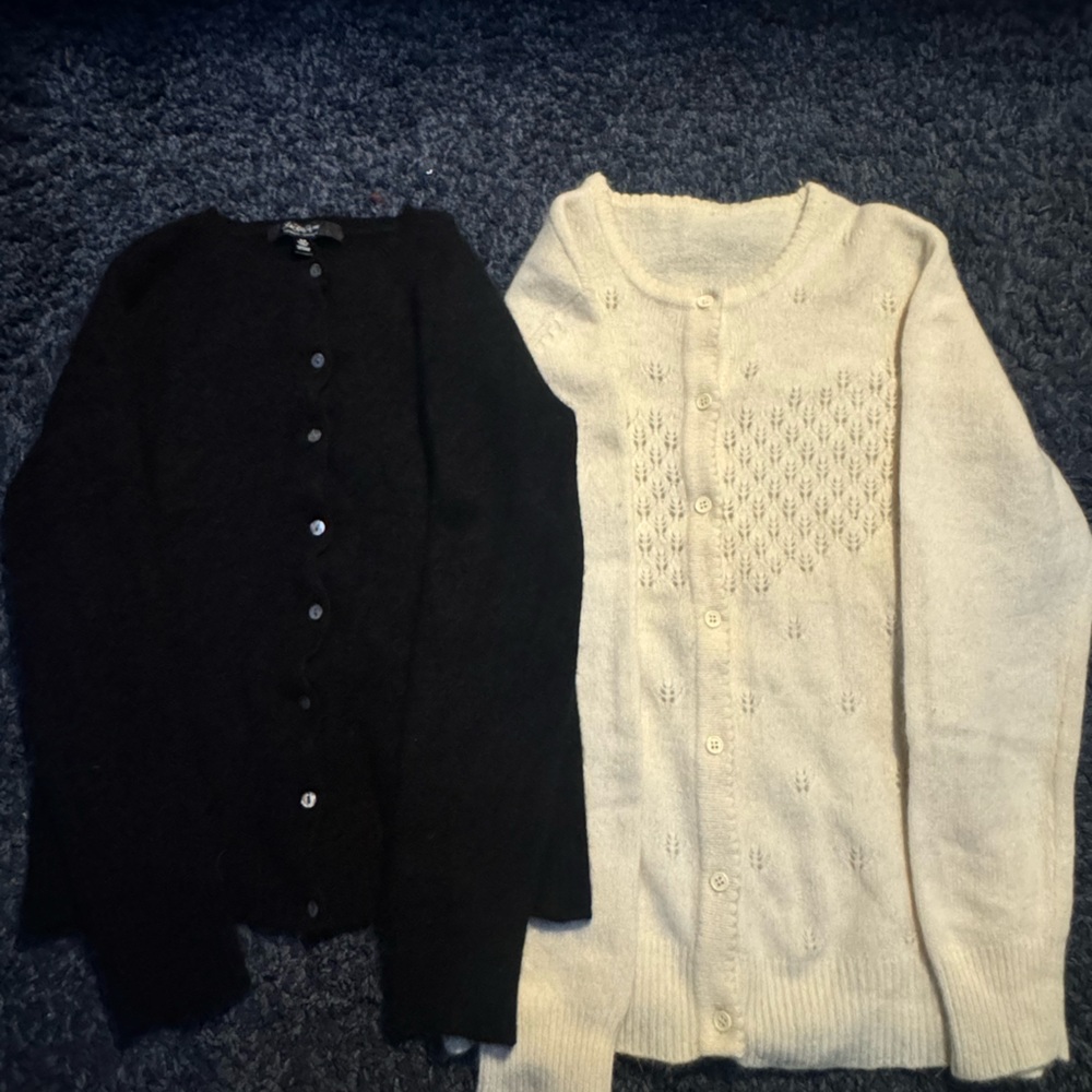 Cream and Black Knitted Cardigan Set